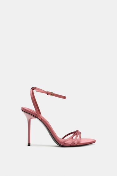 HIGH-HEEL SANDALS WITH SATIN EFFECT STRAPS - Pink by Zara