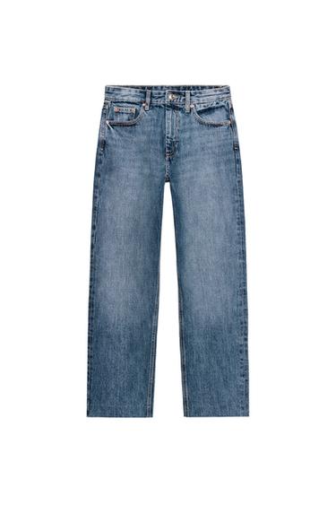 JEANS Z1975 SLIM بخصر عال - أزرق الخاص بـ Zara
