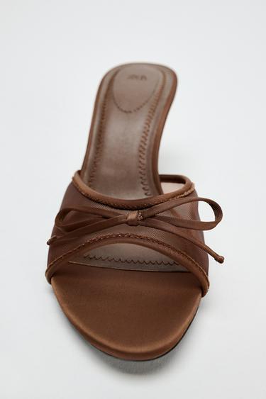 SANDALES EN MESH À LACET - Marron de Zara - Image 4