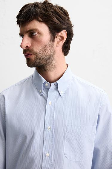 STRIPED TEXTURED SHIRT - Blue/White by Zara - Image 4