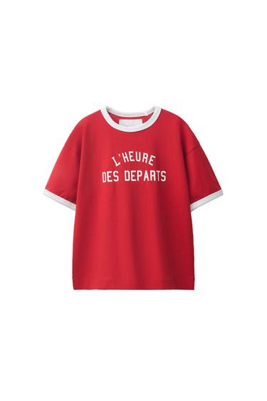 JOGGING SLOGAN T-SHIRT - Red by Zara