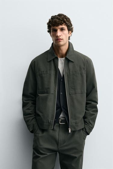 SOBRECAMISA ACOLCHADA BOLSILLOS - Khaki oscuro de Zara