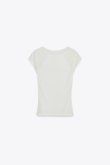 T-SHIRT COMBINÉ - Écru / Beige de Zara - Image 4