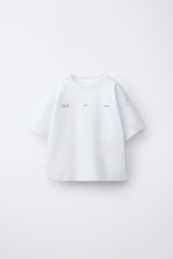INTERLOCK SLOGAN T-SHIRT - Oyster-white de Zara - Imagen 0