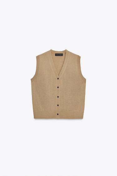 TOP CHALECO PUNTO LISO - Tostado de Zara
