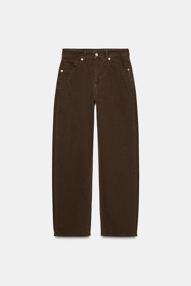 TRF BAGGY MID-WAIST JEANS - Brown by Zara