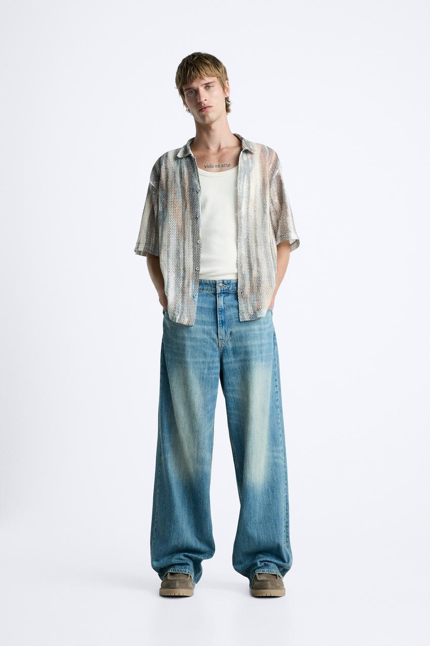 ZARA アブストラクトプリント デニムパンツ