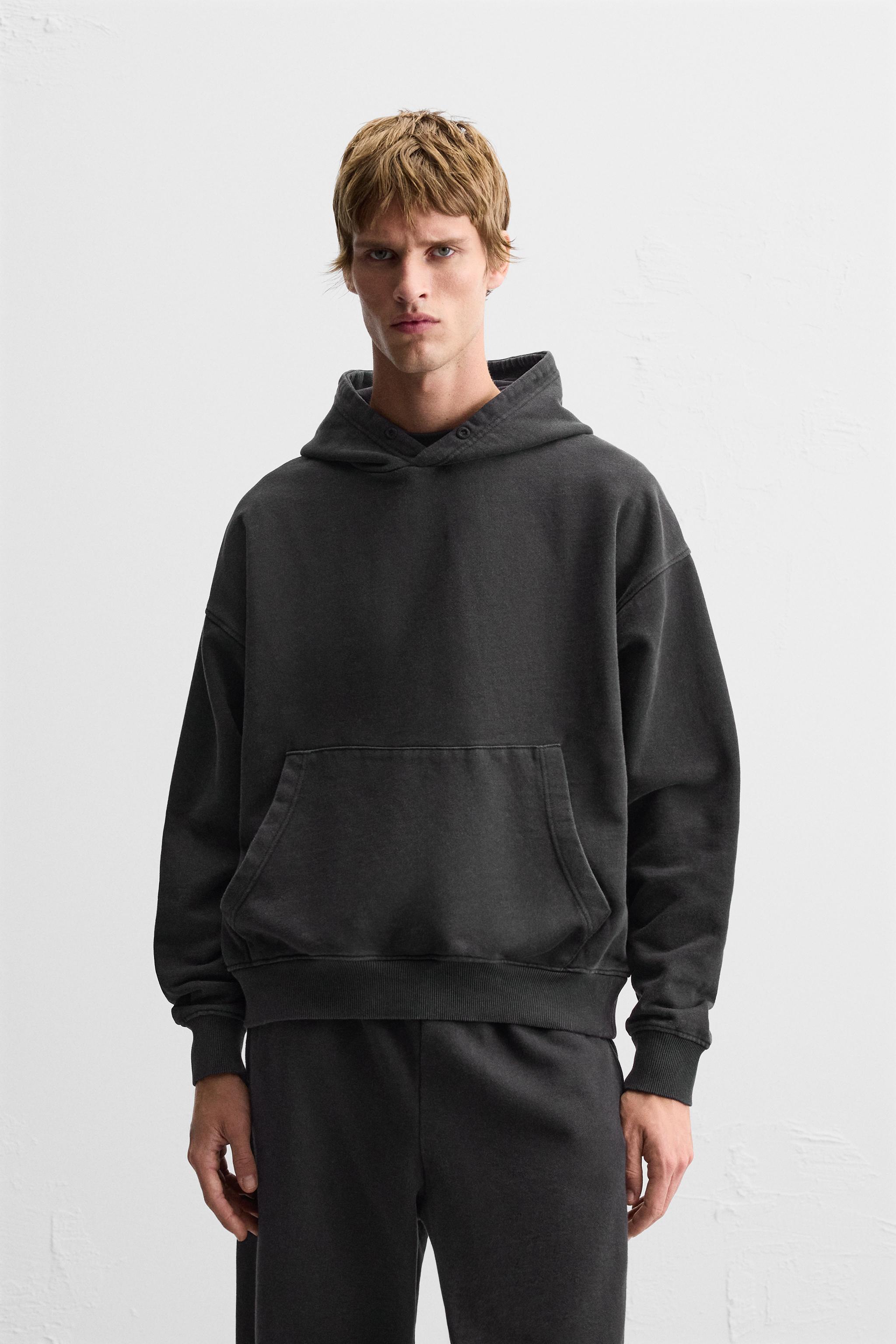 Basic grey hoodie zara on sale