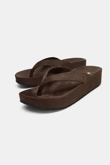 SANDALES À PLATEFORME ET BRIDE - Marron de Zara - Image 3