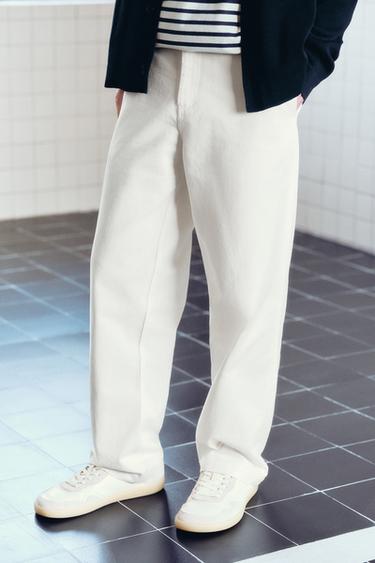 Zara 直筒休閒長褲 - 白色