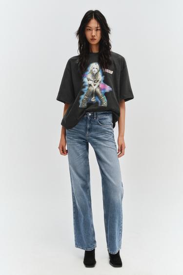 Zara 小甜甜布蘭妮©褪色效果 T 恤 - 煤灰色