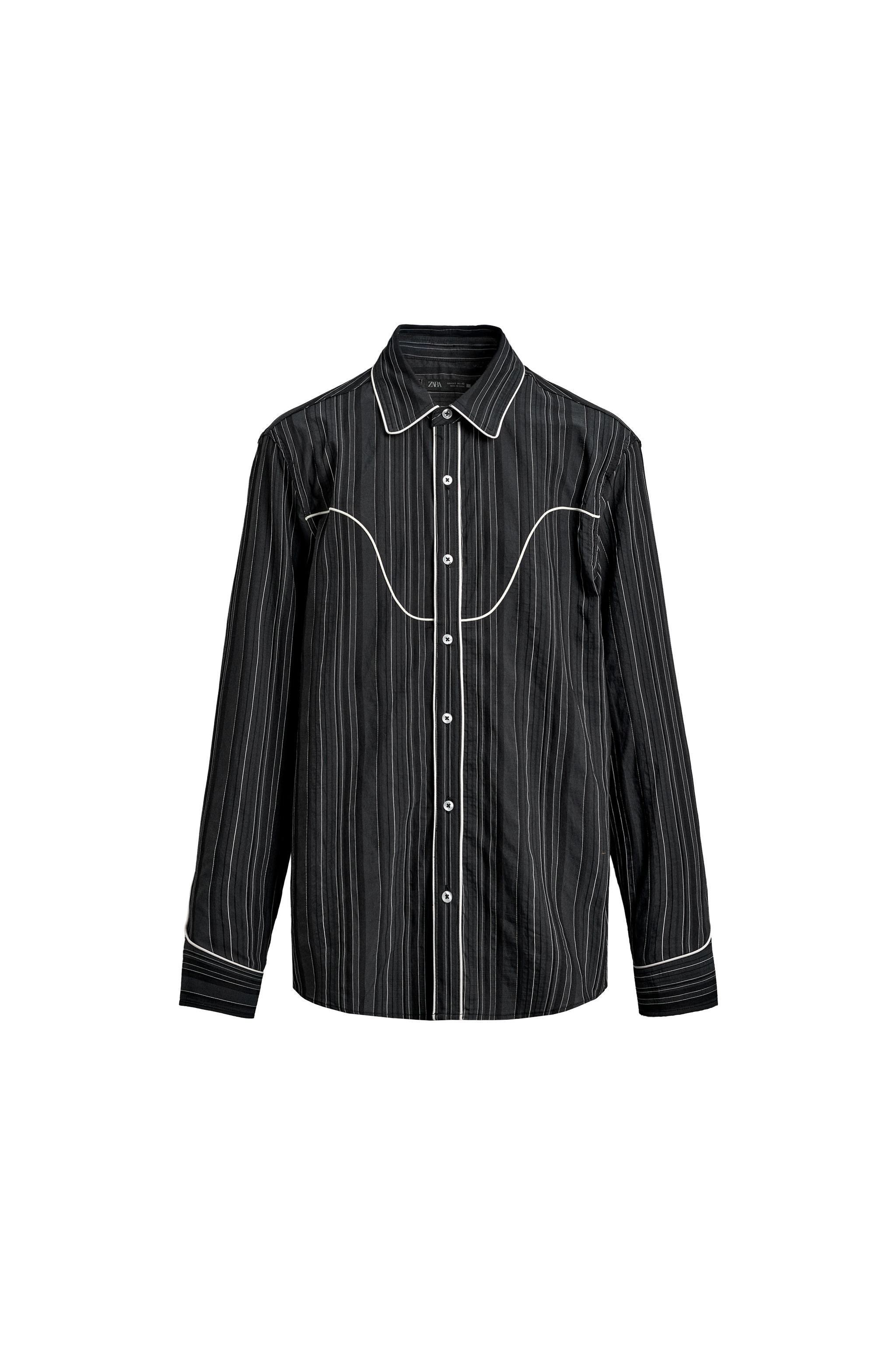 CONTRAST PIPING WESTERN SHIRT - Gray | ZARA United States