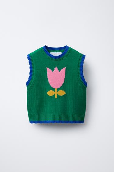 TULIP KNIT VEST - Green by Zara