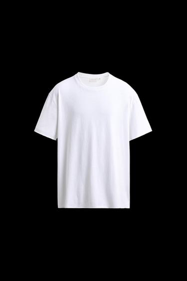 Zara LIGHTWEIGHT T-SHIRT WITH IRREGULAR FINISH - White - Image 0
