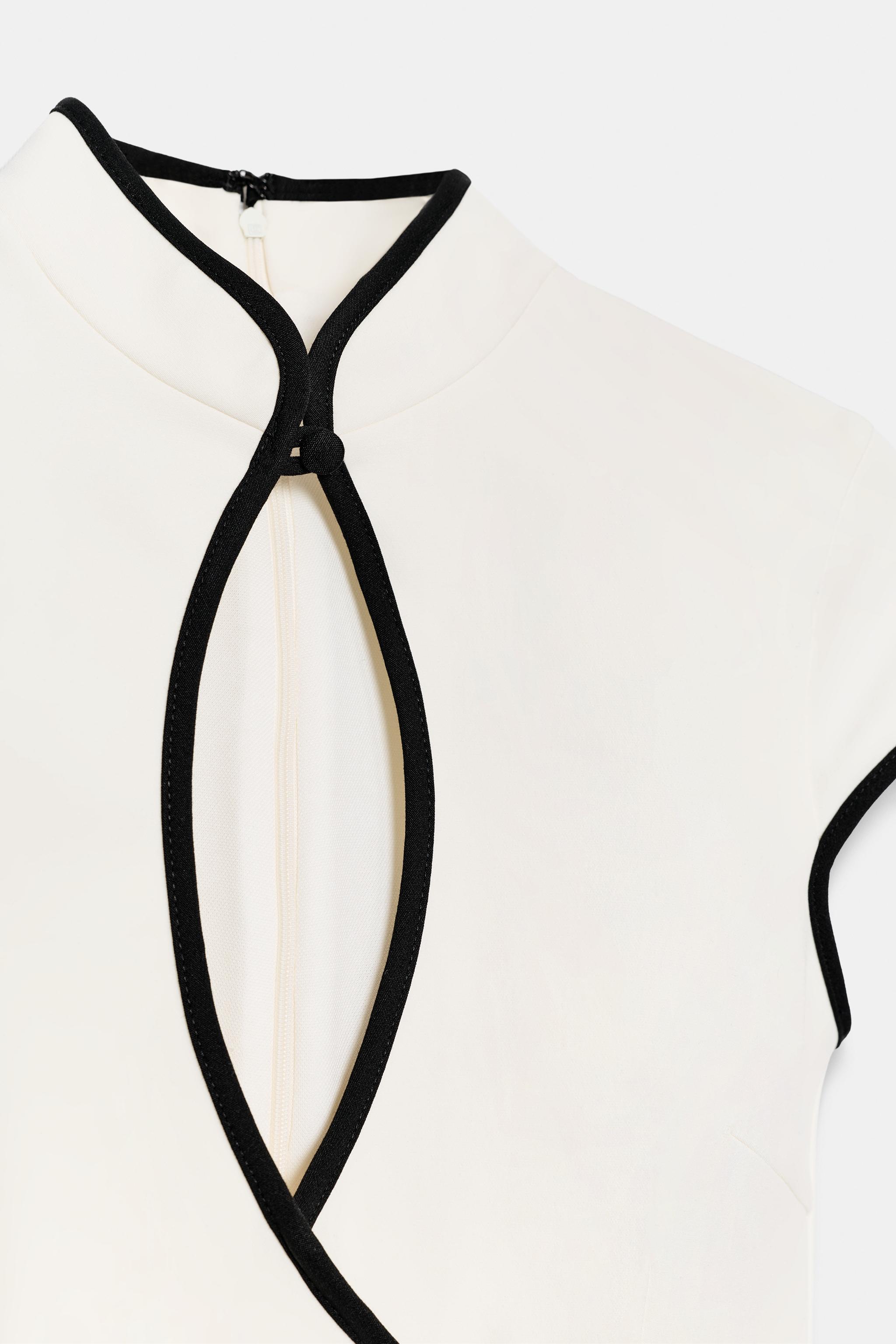 CONTRAST PIPING MINI DRESS - Oyster-white | ZARA United States CONTRAST PIPING MINI DRESS - Oyster-white | ZARA United States