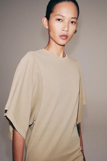 ROBE MIDI COTON - Camel moyen de Zara - Image 1