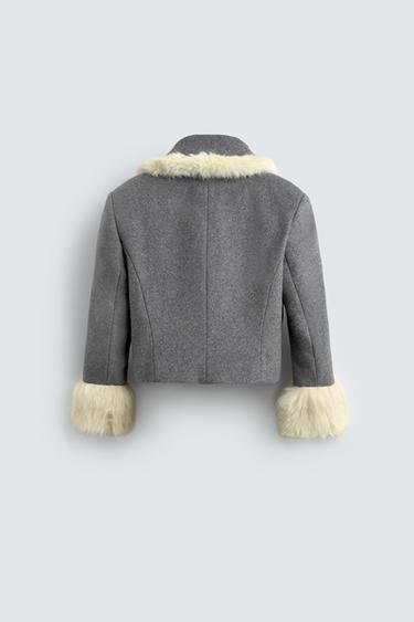 Zara FAUX FUR TRIM JACKET HARRY LAMBERT FOR ZARA X DISNEY - Silver