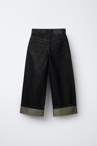 JEAN LARGE EFFET MÉTALLISÉ - Noir de Zara - Image 1