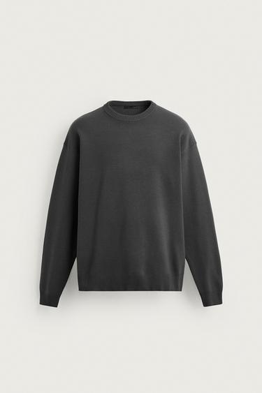 Zara SOFT TEXTURED KNIT SWEATER - Anthracite grey