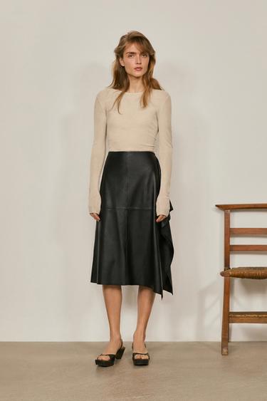 Zara Nappa leather midi skirt - LIMITED EDITION - Black - Image 0