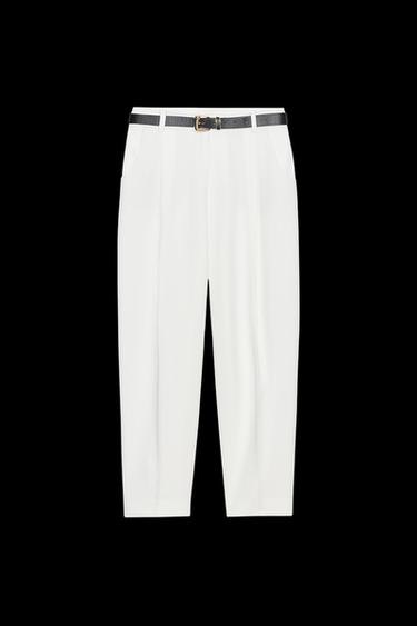 BUNDFALTENHOSE MIT GÜRTEL - Cremefarben von Zara - Bild 0