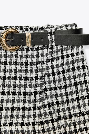 TEXTURED HOUNDSTOOTH SKORT - Ecru / Black by Zara - Image 6