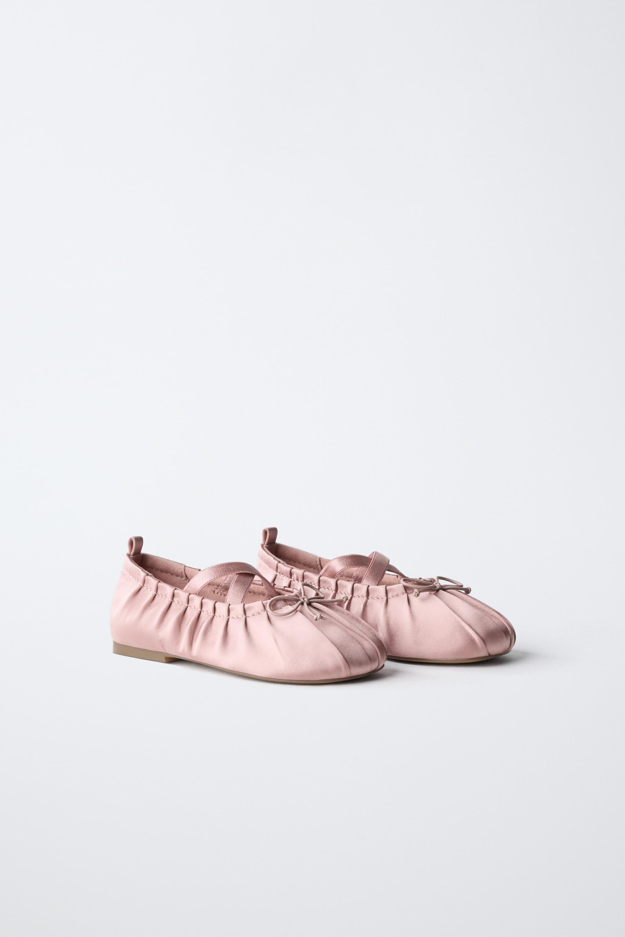 SATIN-EFFECT BALLET FLATS — Pink