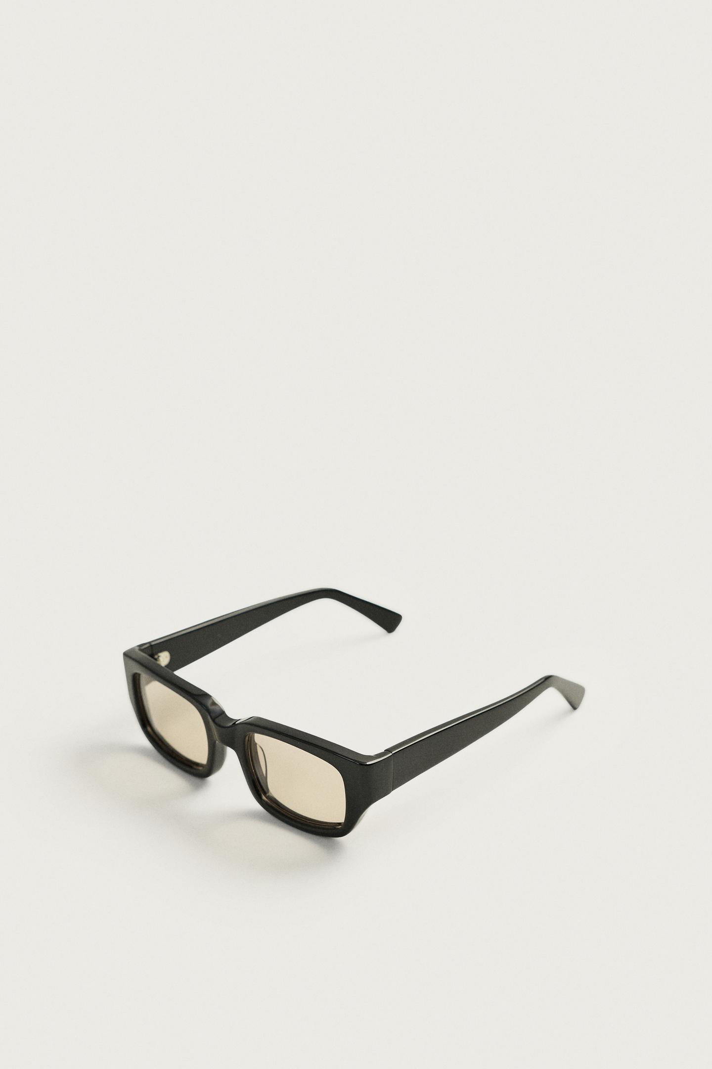 Мужские солнцезащитные очки Zara Rectangular Sunglasses, цвет: Чёрный — фото 6