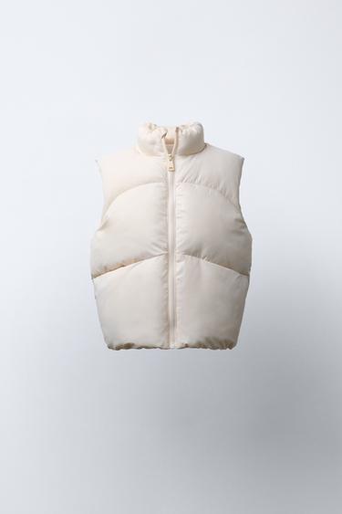 Zara WATER REPELLENT PADDED VEST - Ecru
