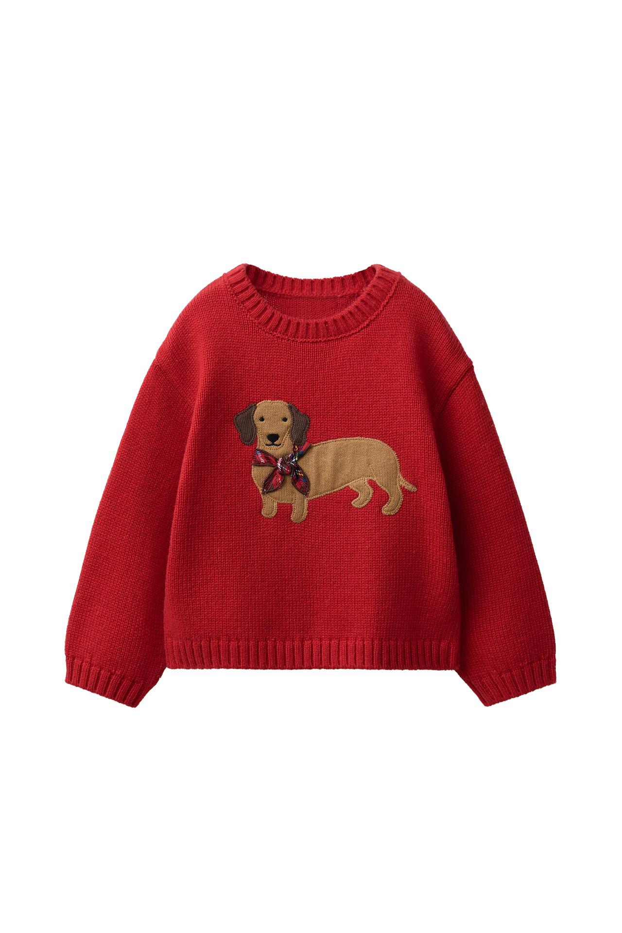 WOOL BLEND DOG KNIT JUMPER