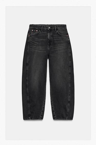 JEANS TRF CROPPED TIRO MEDIO - Negro de Zara