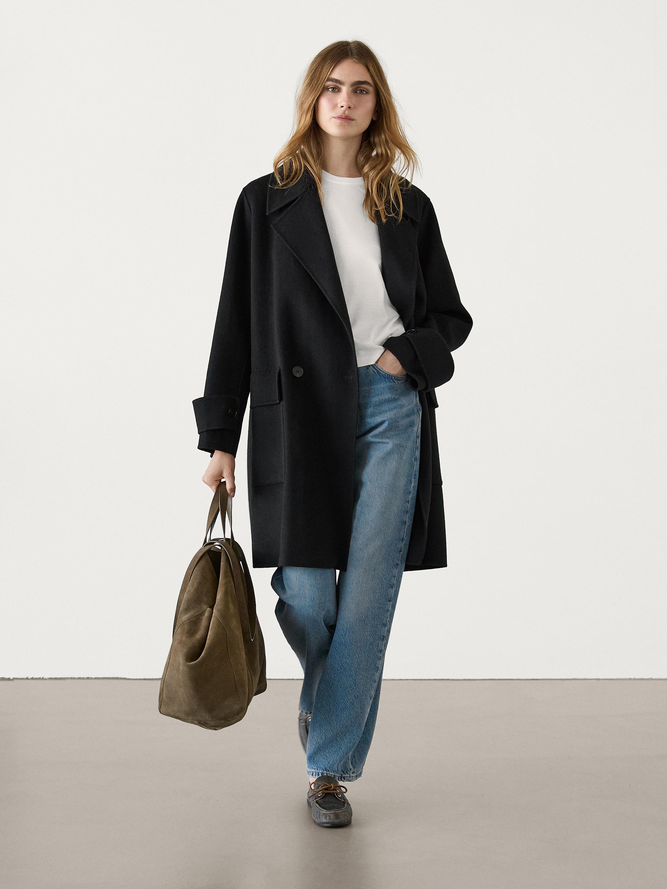 Long wool blend maxi coat Black ZARA United States