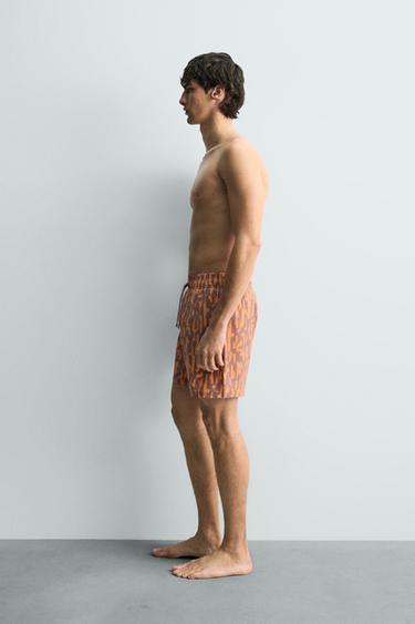 MAILLOT DE BAIN LONG À IMPRIMÉ ABSTRAIT - Orange de Zara - Image 4