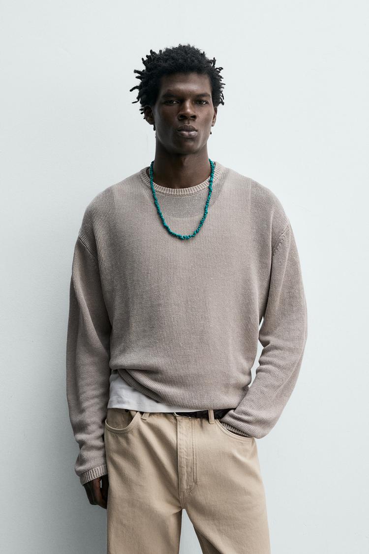 ZARA 100% LINEN REGULAR FIT JUMPER