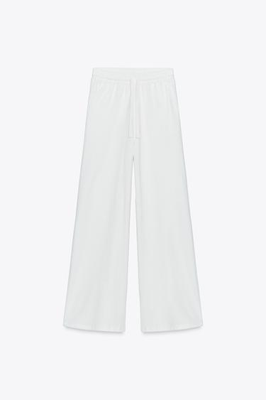 PANTALÓN JOGGER PIERNA ANCHA - Blanco roto de Zara