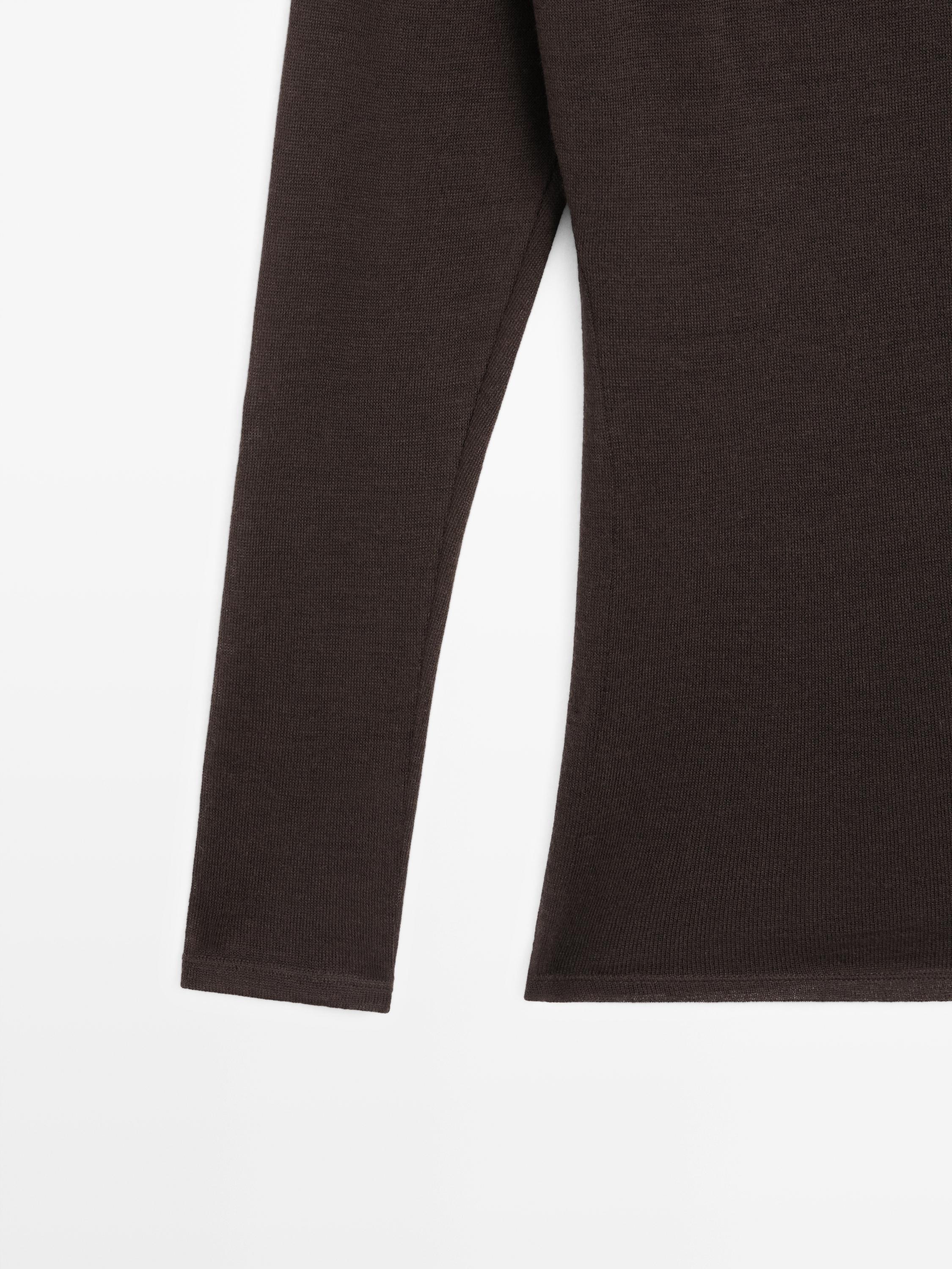 Draped wool blend top with batwing sleeves