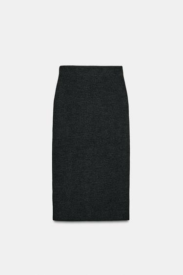JUPE PORTEFEUILLE EN MAILLE MI-LONGUE - Gris foncé de Zara - Image 2
