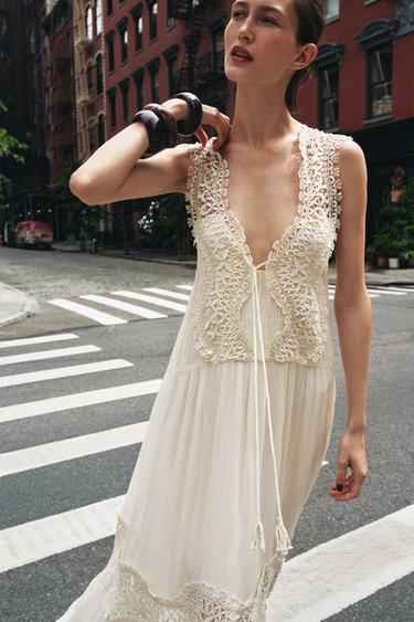 ROBE LINGERIE COMBINÉE DENTELLE - Écru de Zara - Image 1