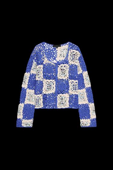 Zara SEQUIN CROCHET JACKET - Multicolored - Image 0