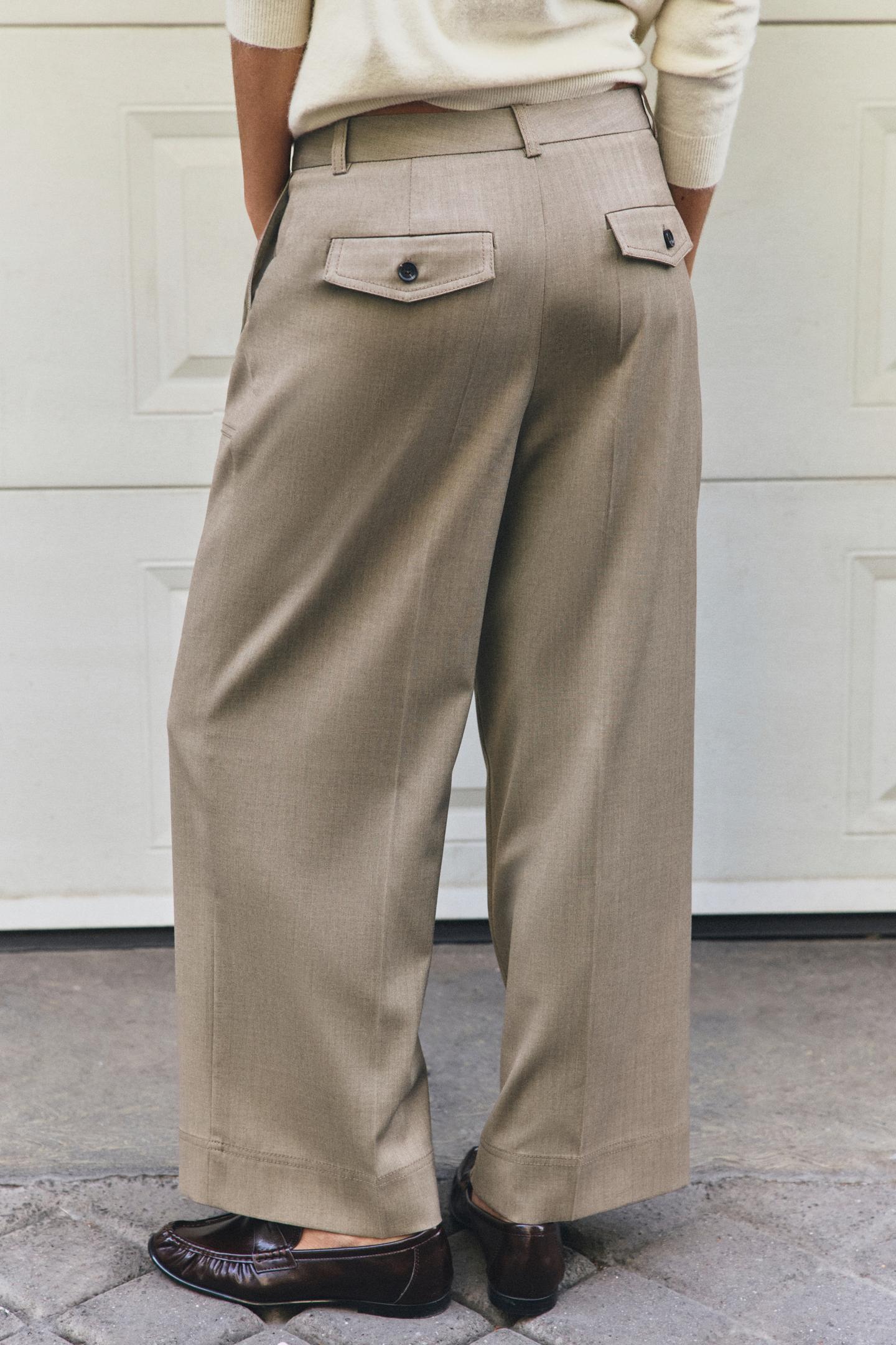 Женские брюки Zara Cropped Straight, цвет: Светлый коричневый — фото 4