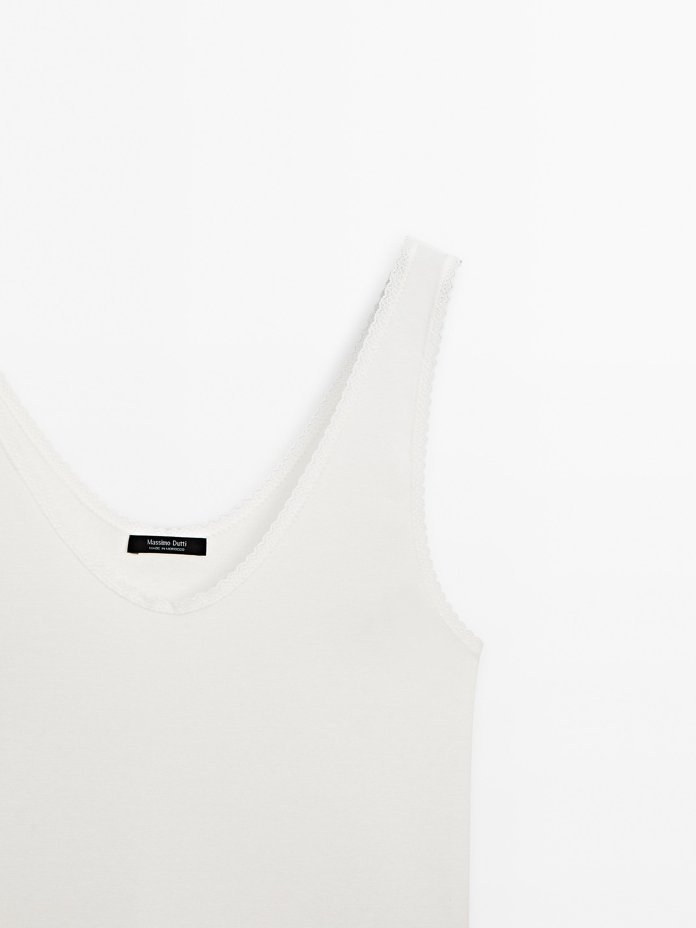 Top à dentelle en coton mélangé