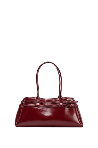 Zara 附扣環都市手提包 - 紅色