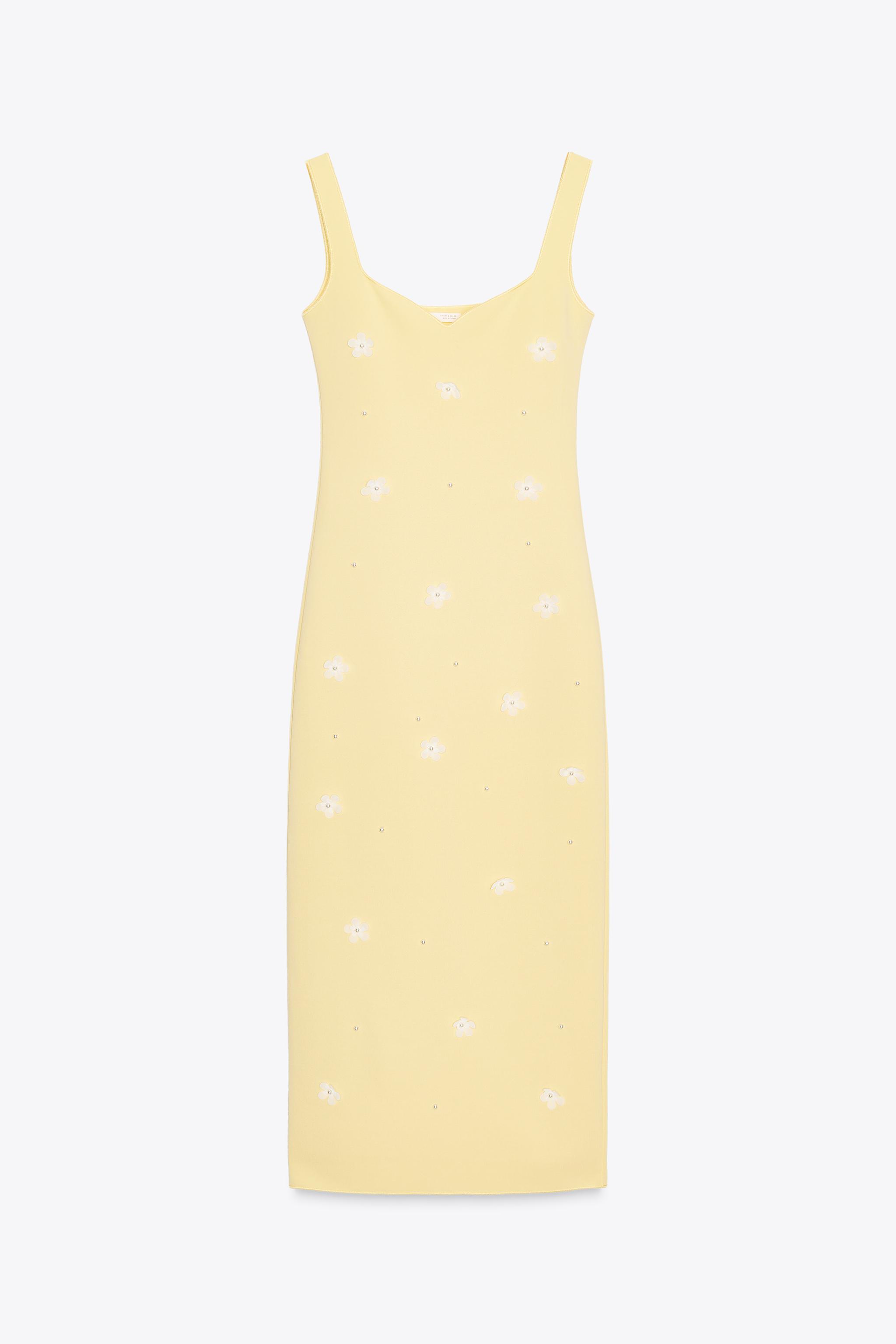 【専用出品】140 ❤︎新品未使用❤︎ ワンピース 黄色 定価18000円程度 ストレッチ フラワープリントワンピース - イエロー | ZARA