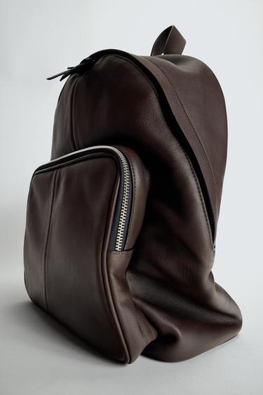 LEATHER BACKPACK - Brown by Zara
