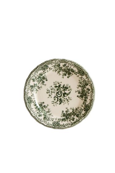 Zara FLORAL EARTHENWARE DESSERT PLATE - Dark olive