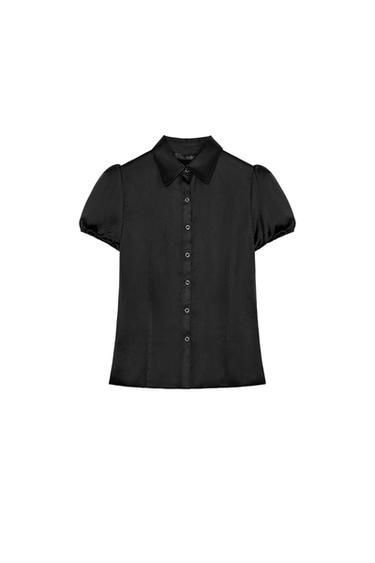 SATĪNA KREKLS - Melns no Zara