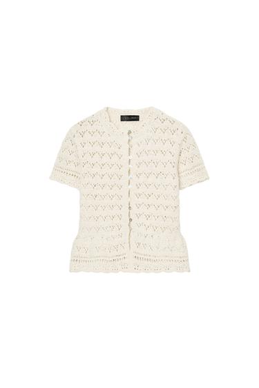 جاكيت محاك Pointelle بأكمام قصيرة - خَام الخاص بـ Zara