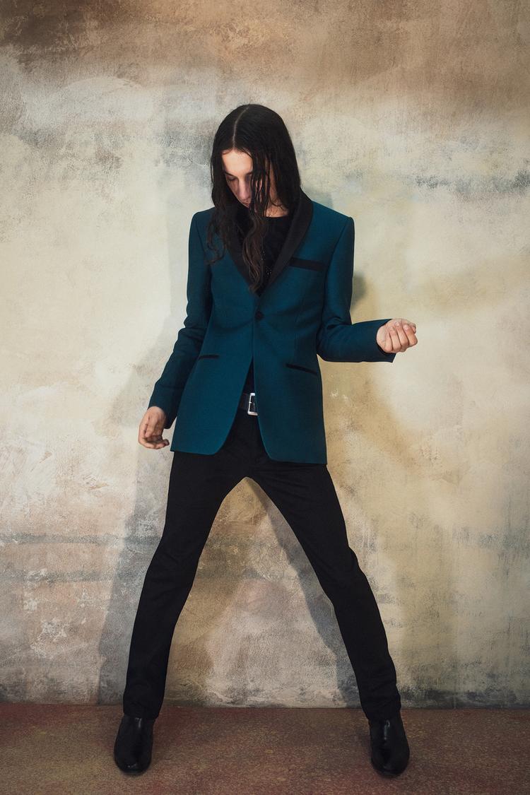 BLAZER SMOKING A CONTRASTO BOBBY GILLESPIE X ZARA Verde Blu