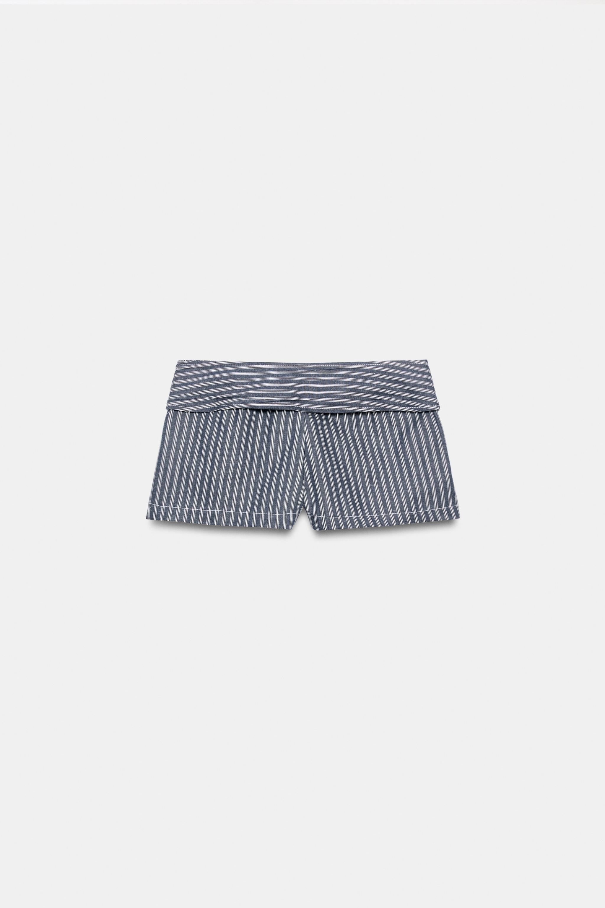 Женские шорты Zara STRIPED BUTTON MINI SHORTS — фото 3