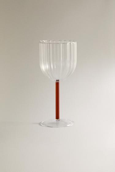 Zara BOROSILICATE GLASS WITH COLORED STEM - Red - Image 0